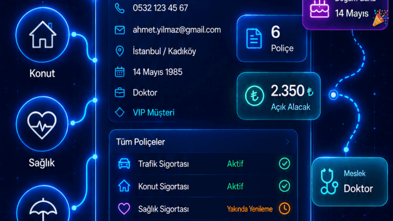 musteri bilgileri kaydet sigorta police ajanda